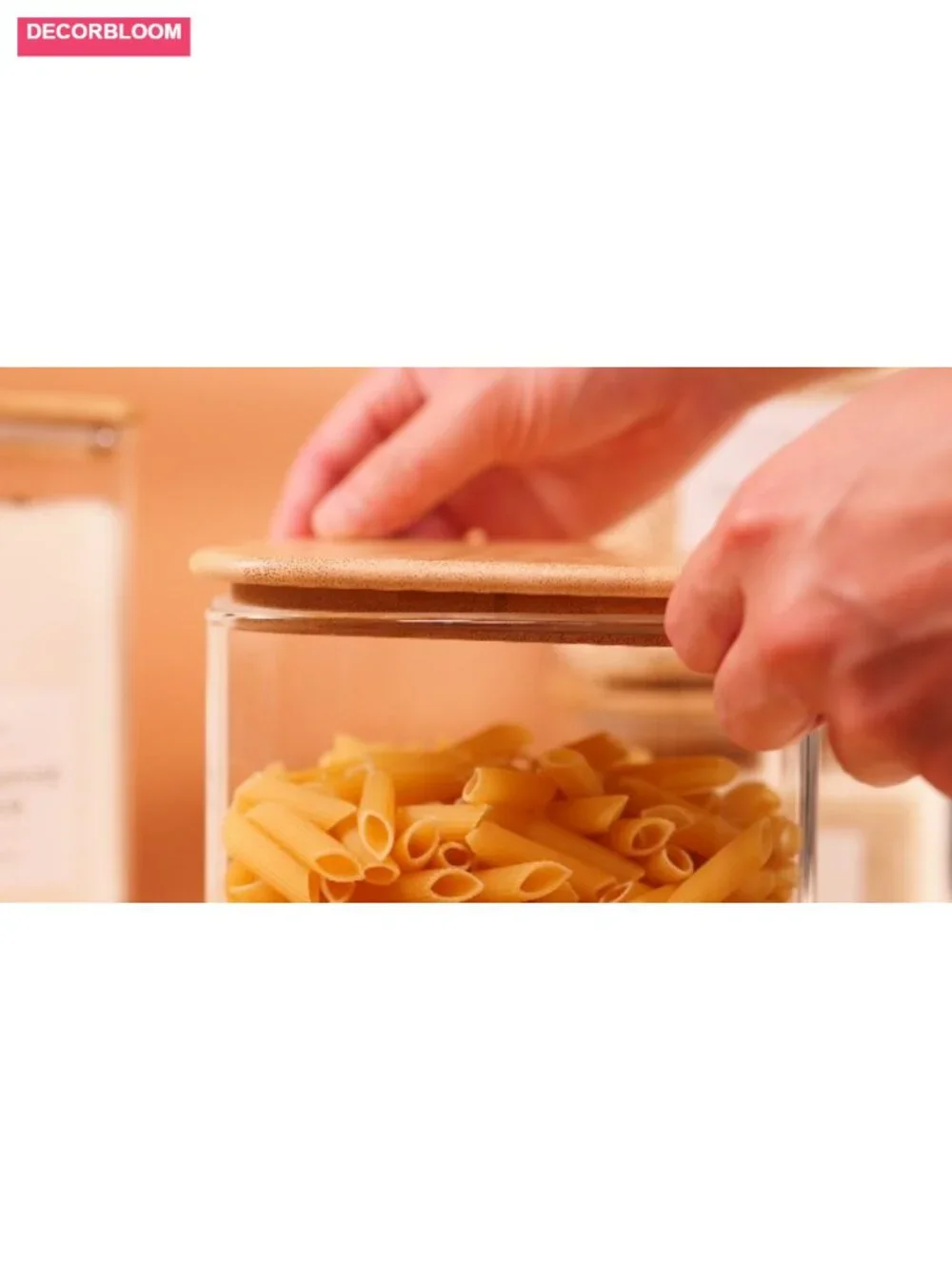 2 PK 85oz Glass Square Food Storage Jars with Bamboo Lids & Labels Airtight
